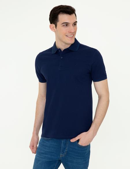 Lacivert Slim Fit Polo Yaka Basic Tişört - 50252448038