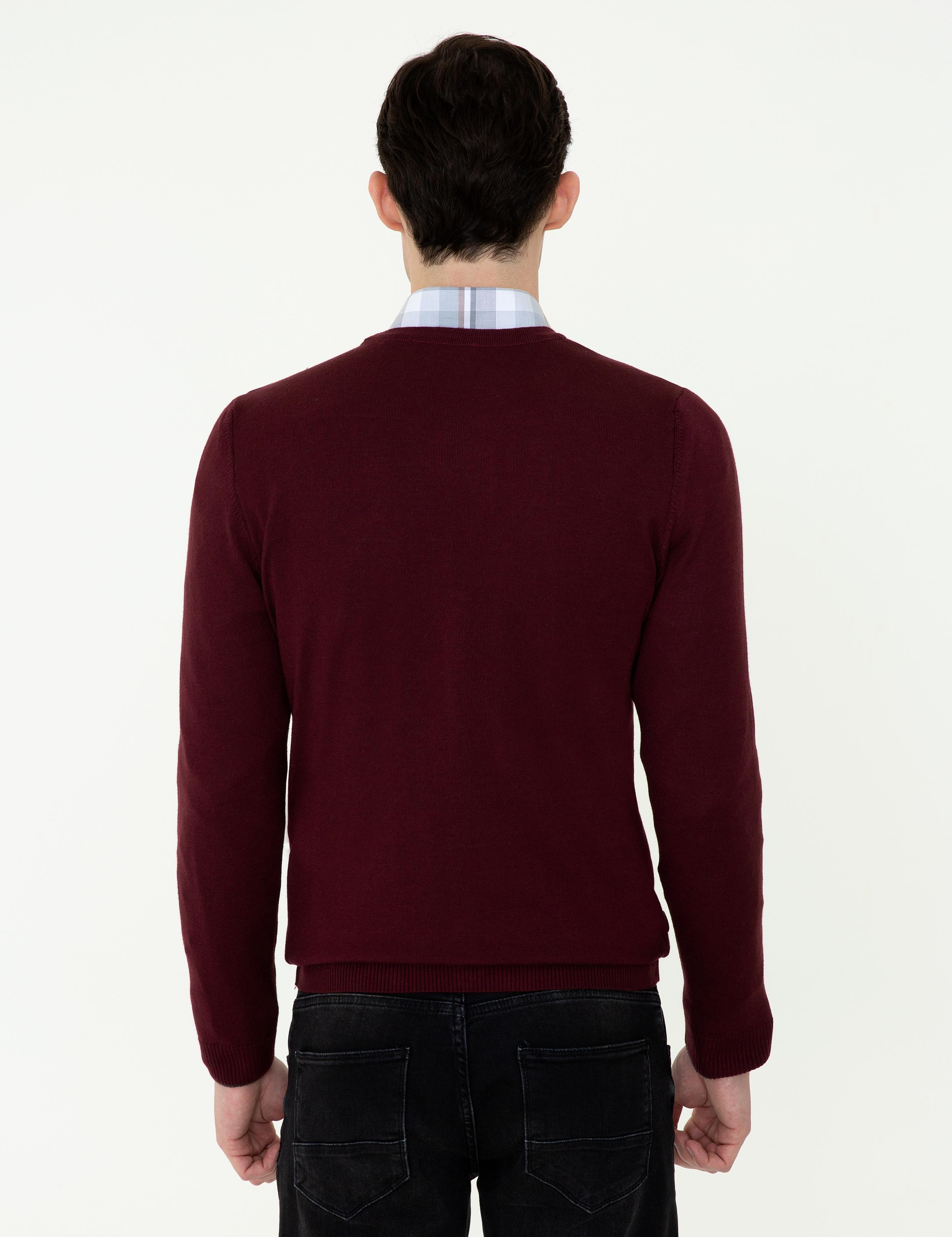 Bordo Slim Fit Basic Triko Hırka