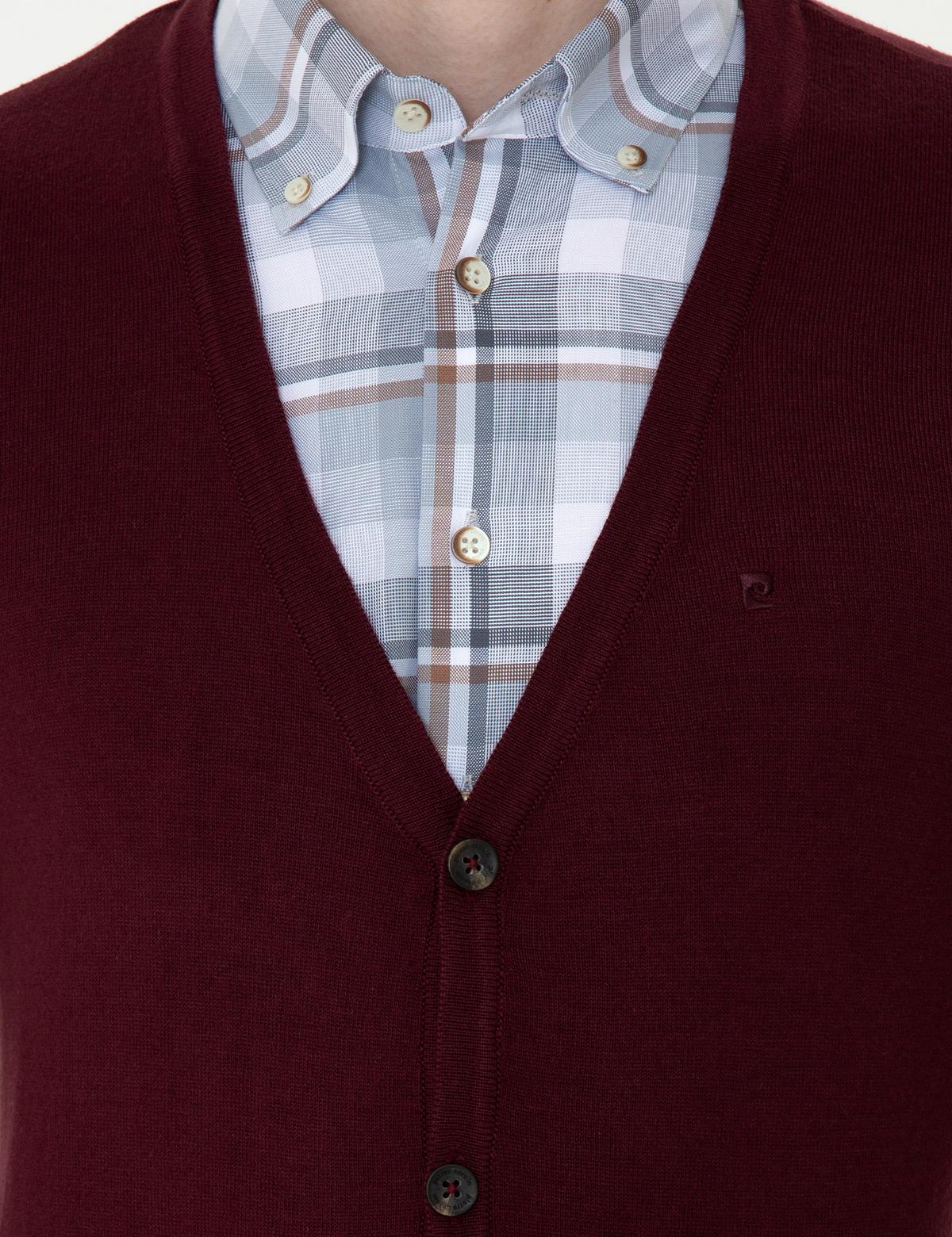 Bordo Slim Fit Basic Triko Hırka - 50248549013