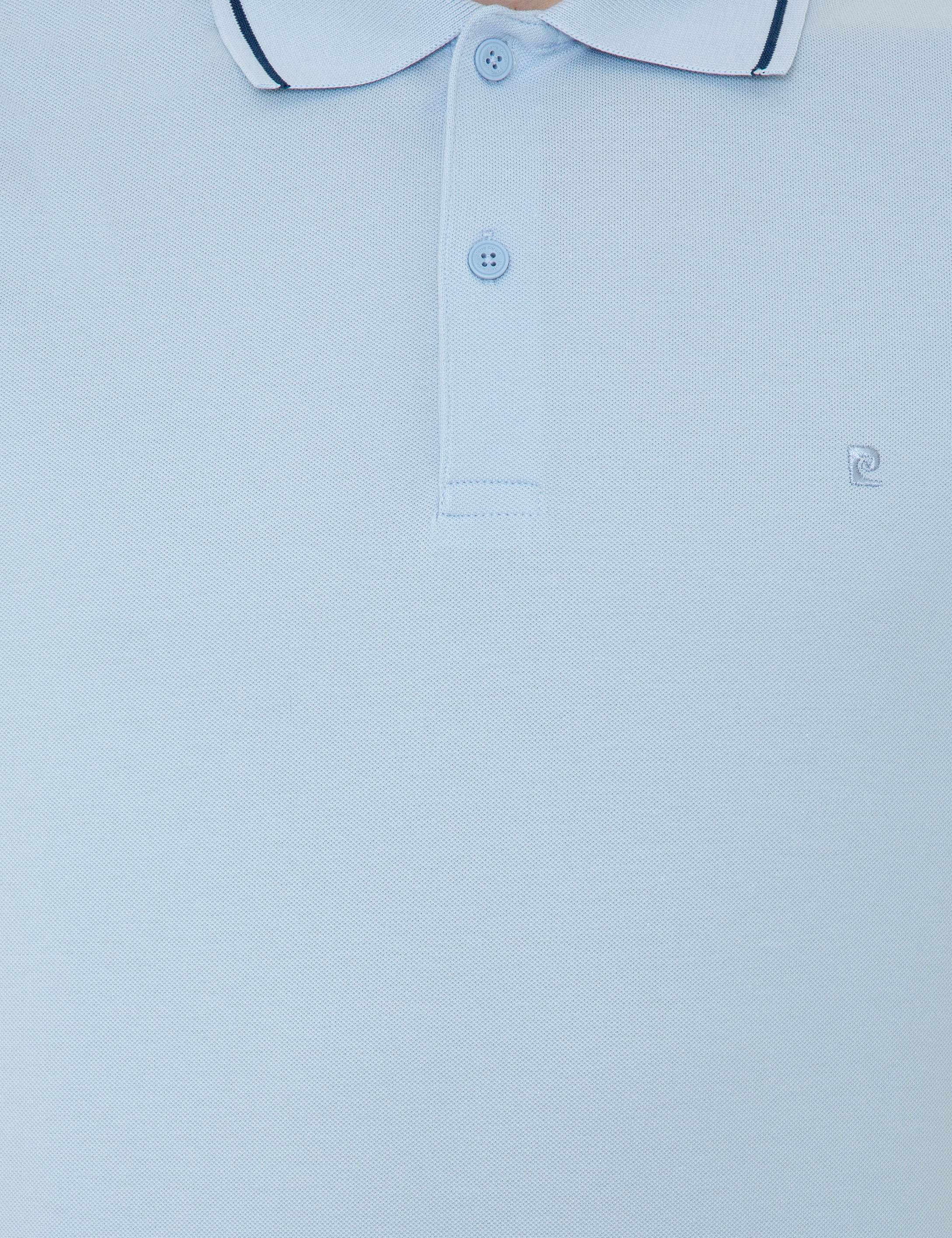 Açık Mavi Slim Fit Polo Yaka Basic Tişört - Image 5