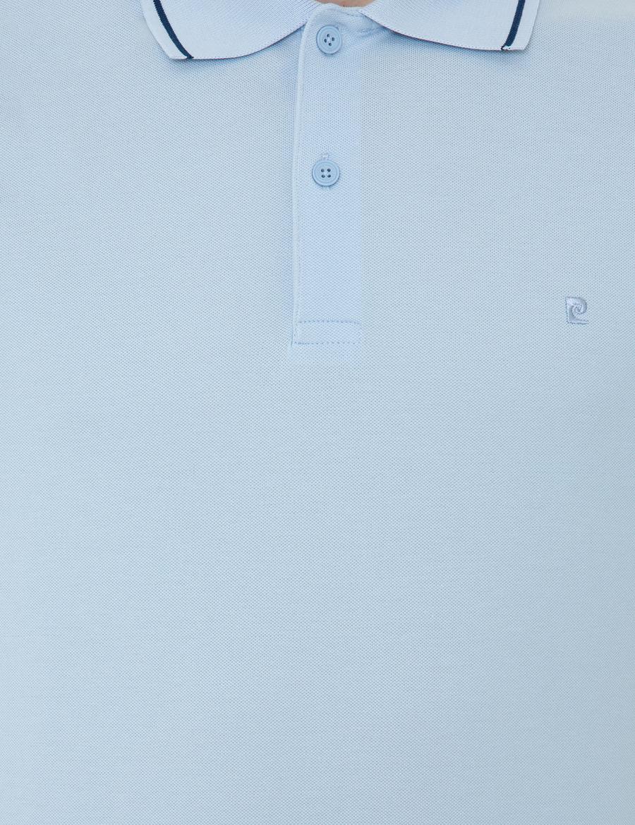 Açık Mavi Slim Fit Polo Yaka Basic Tişört