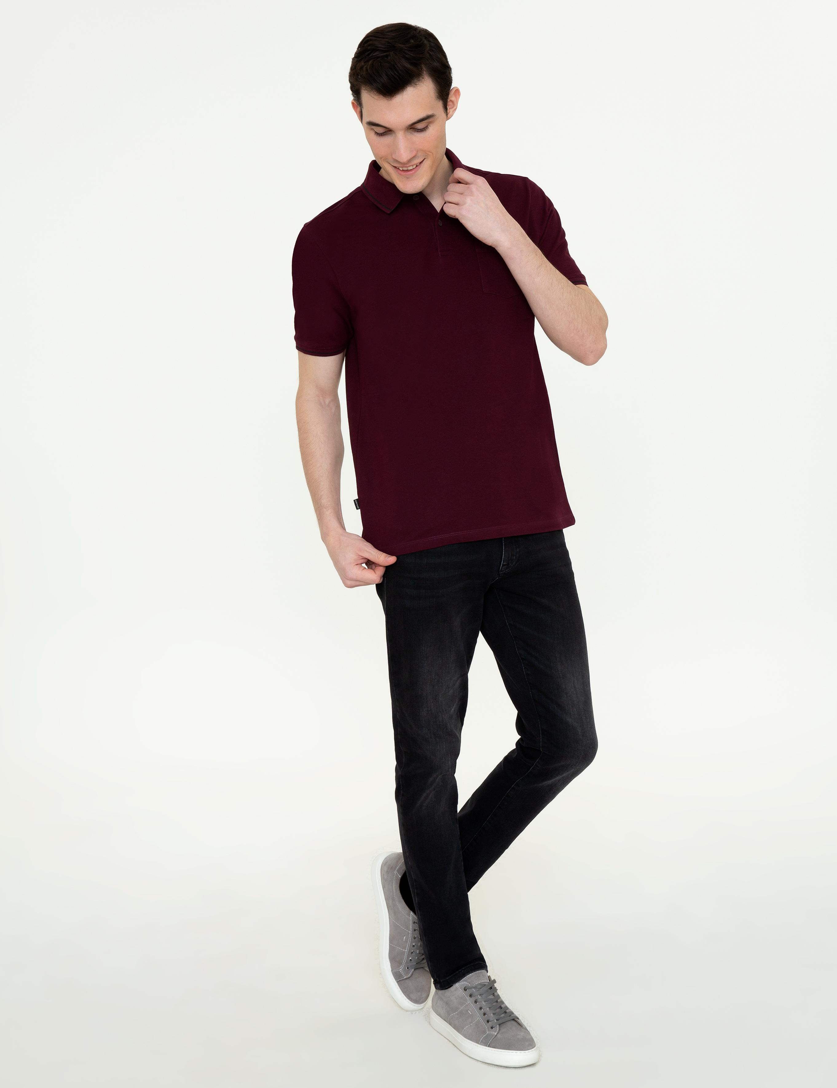 Bordo Regular Fit Polo Yaka Basic Tişört