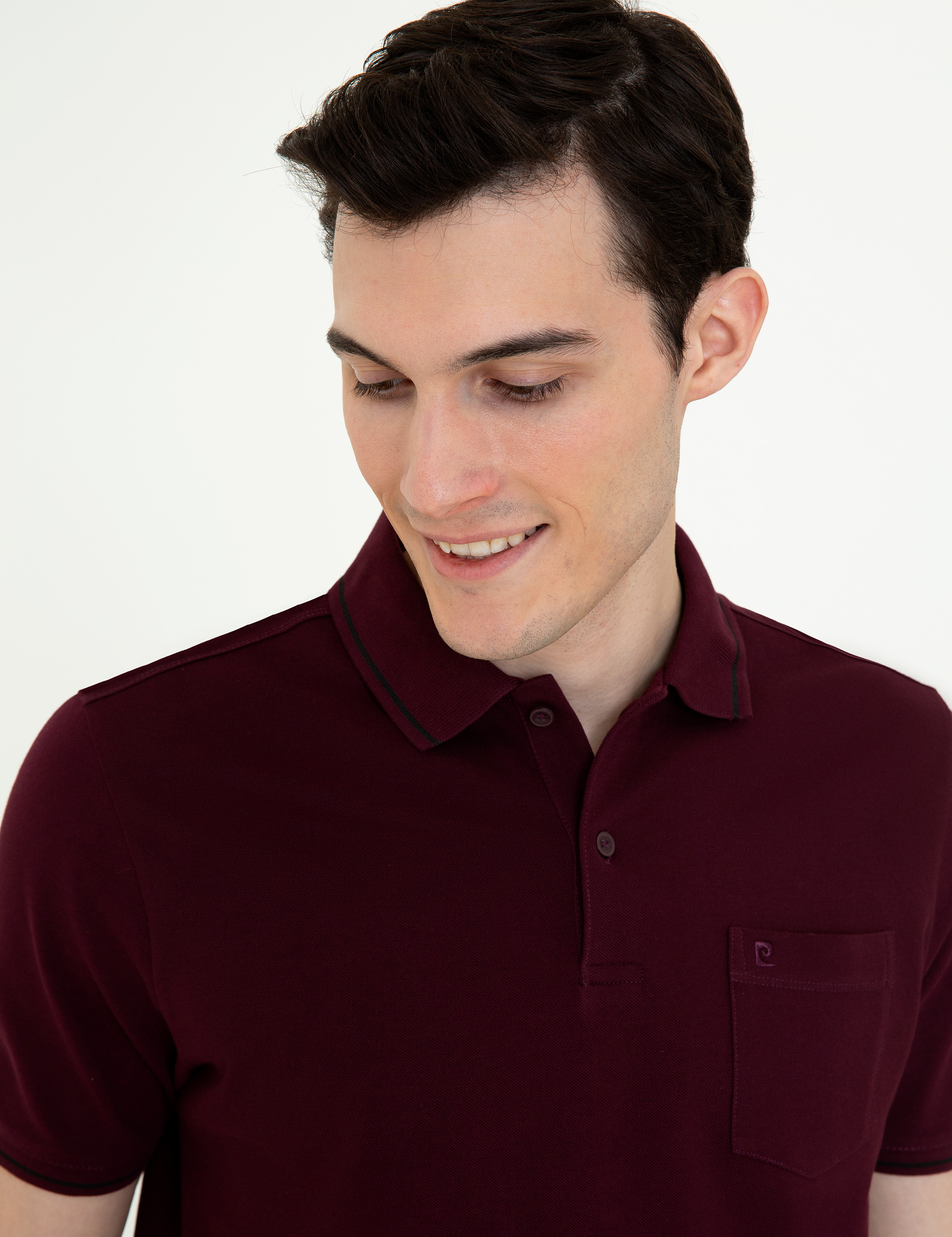 Bordo Regular Fit Polo Yaka Basic Tişört - Image 2