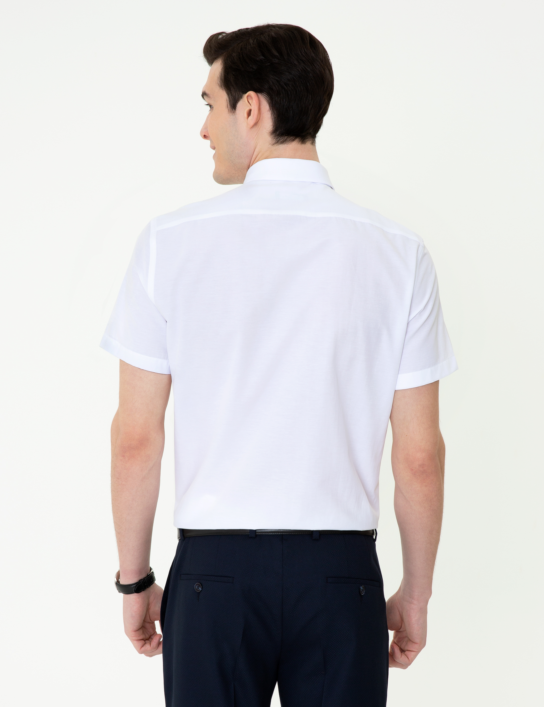 Beyaz Regular Fit Kısa Kollu Gömlek