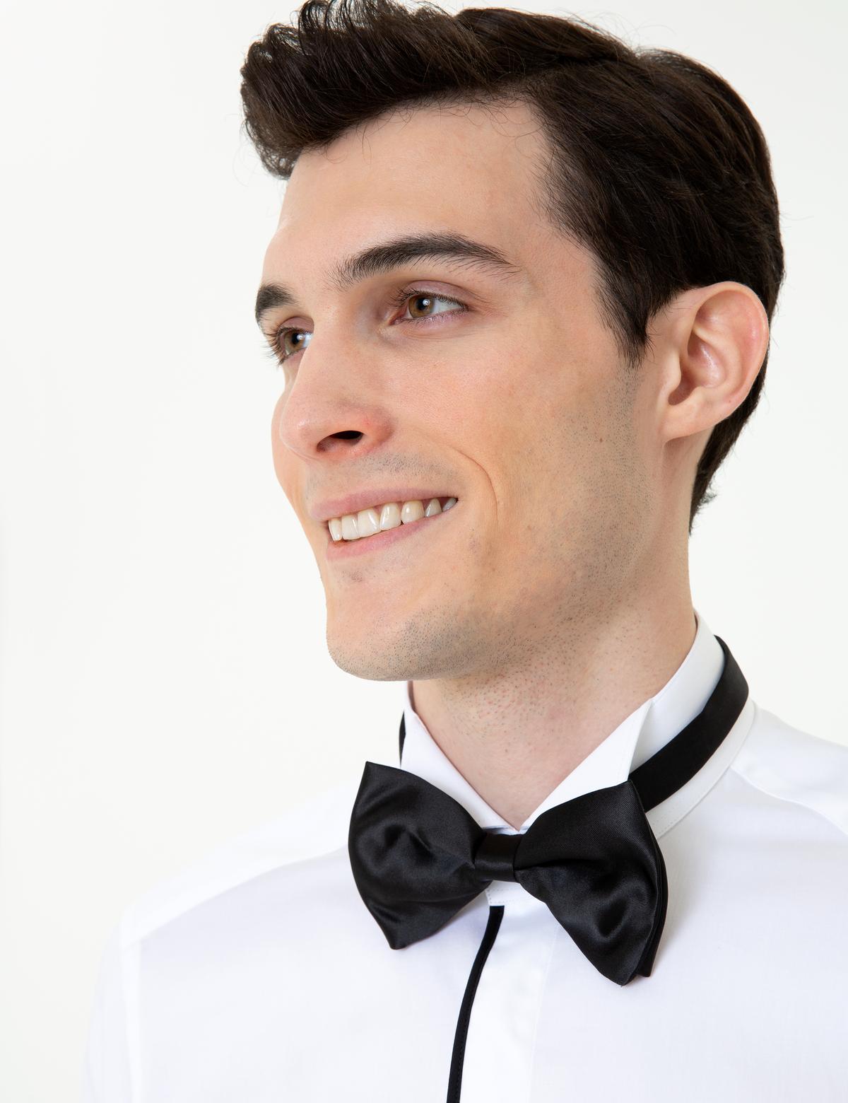 Beyaz Slim Fit Smokin Gömlek - 50246034005