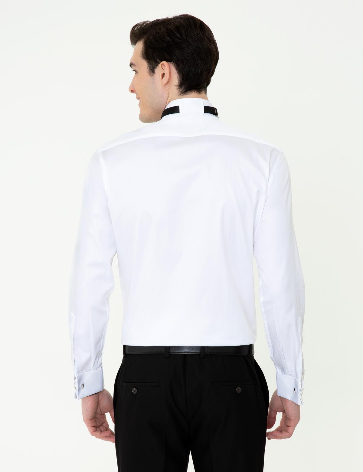 Beyaz Slim Fit Smokin Gömlek - 50246034005