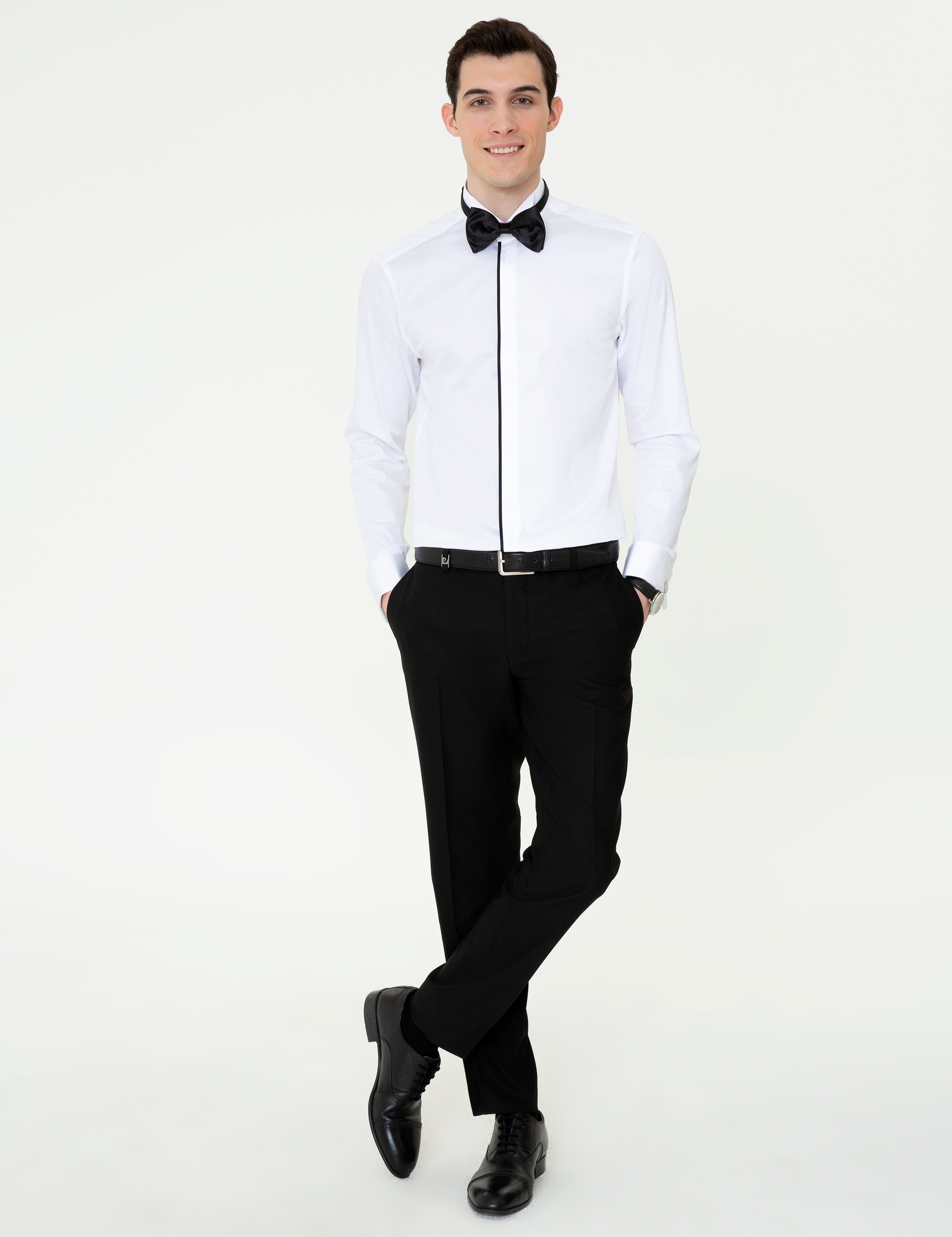Beyaz Slim Fit Smokin Gömlek - Image 4