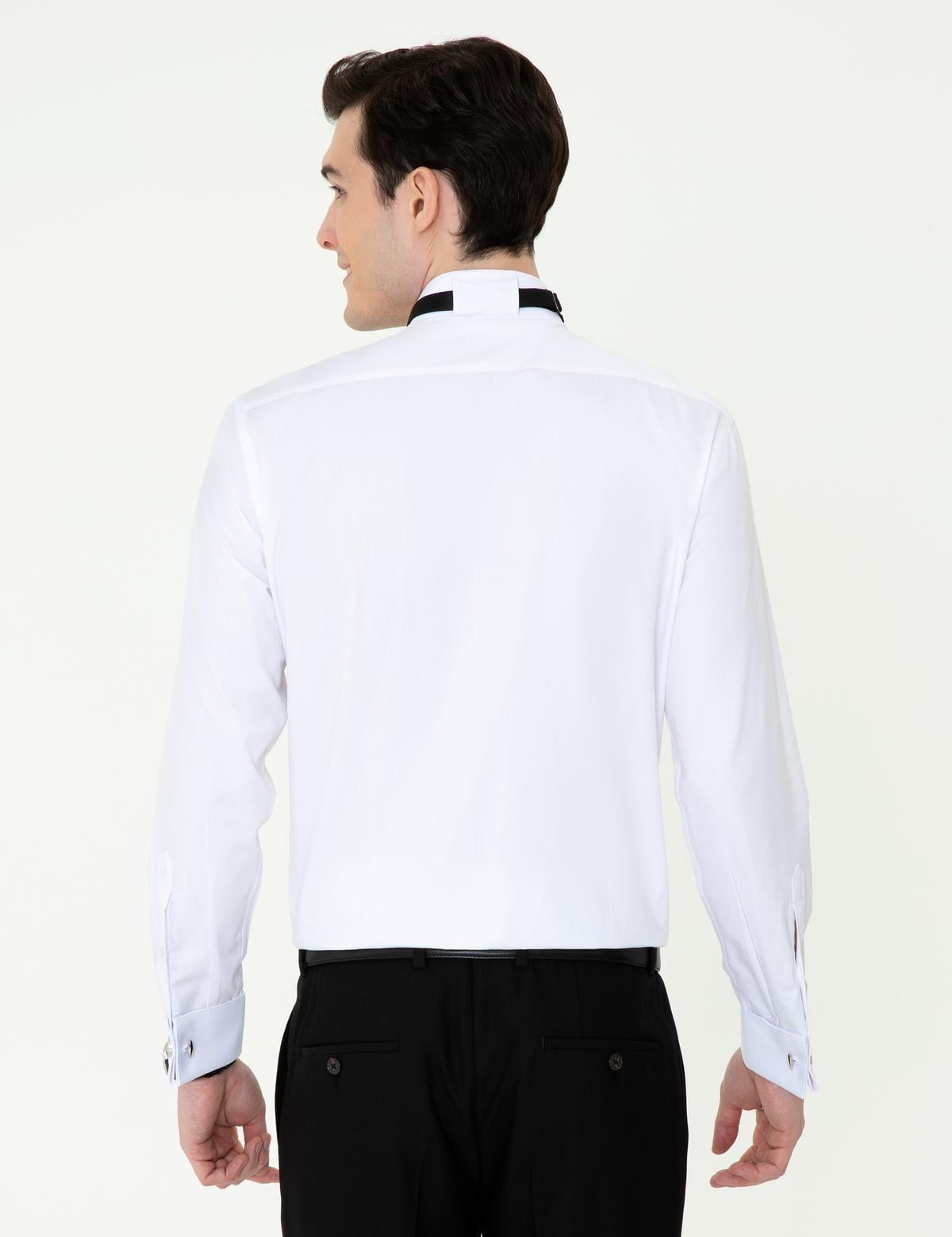 Beyaz Slim Fit Smokin Gömlek - 50246043005