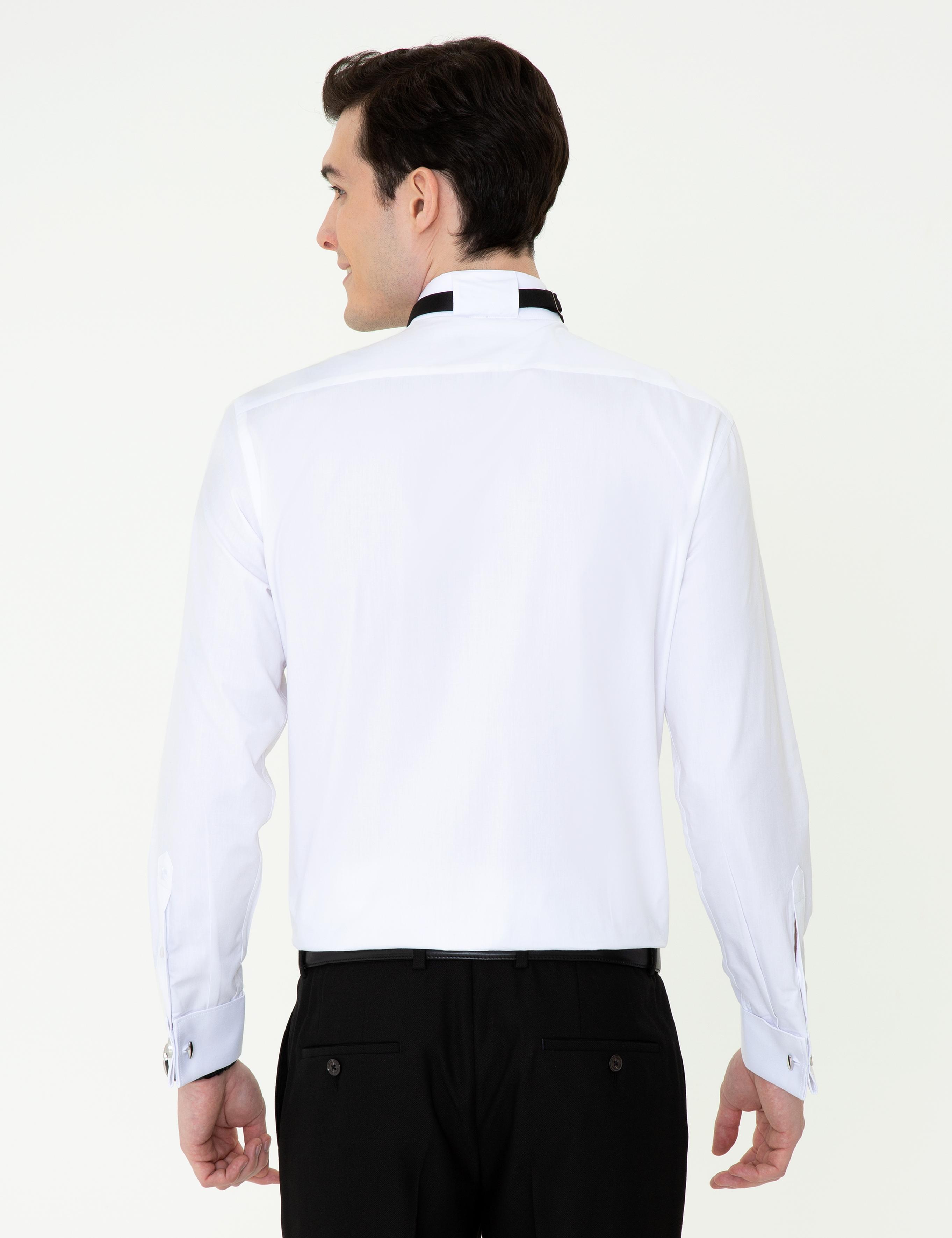 Beyaz Slim Fit Smokin Gömlek