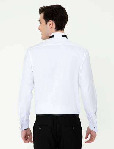 Beyaz Slim Fit Smokin Gömlek