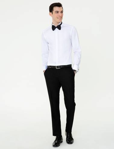 Beyaz Slim Fit Smokin Gömlek