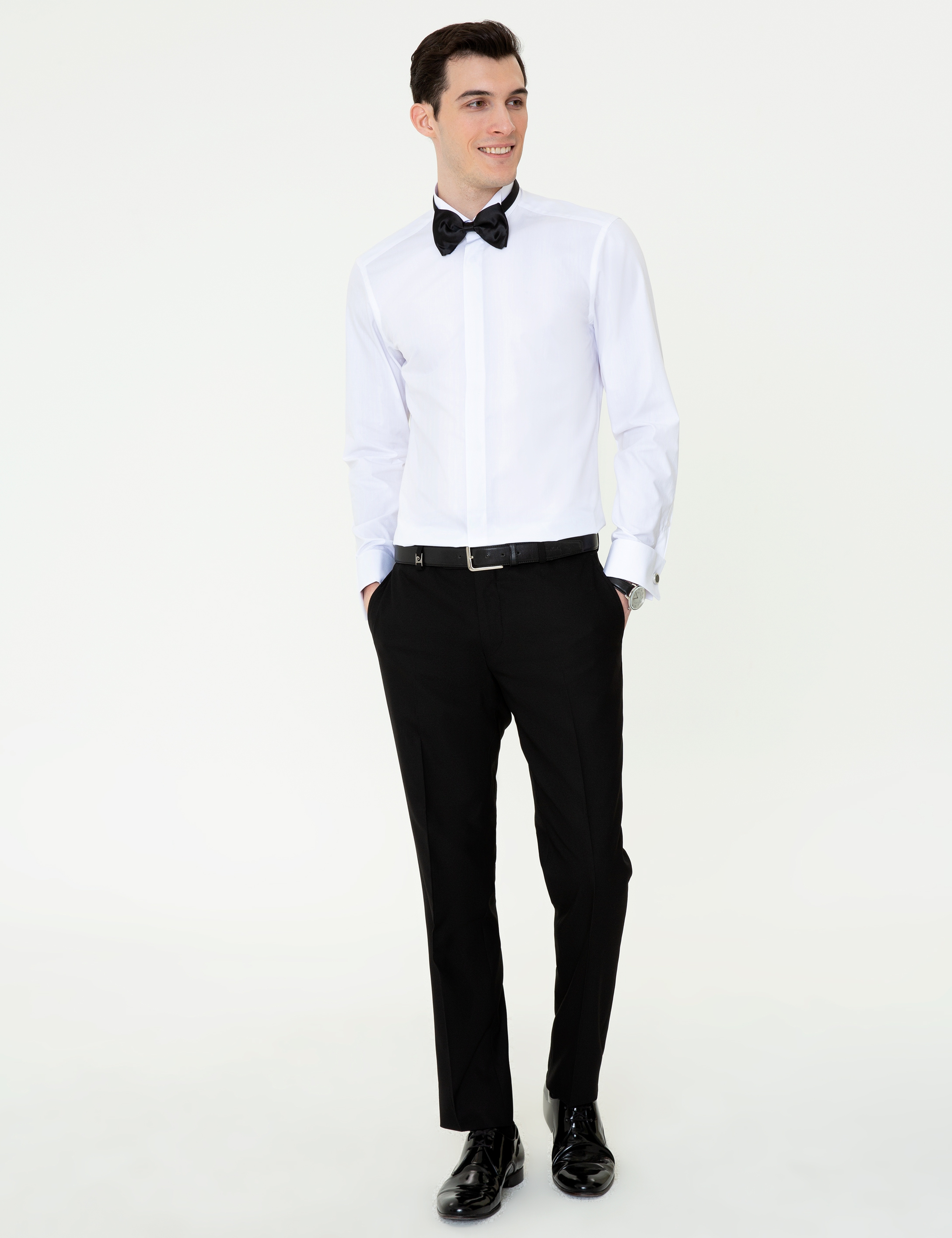 Beyaz Slim Fit Smokin Gömlek - Image 4