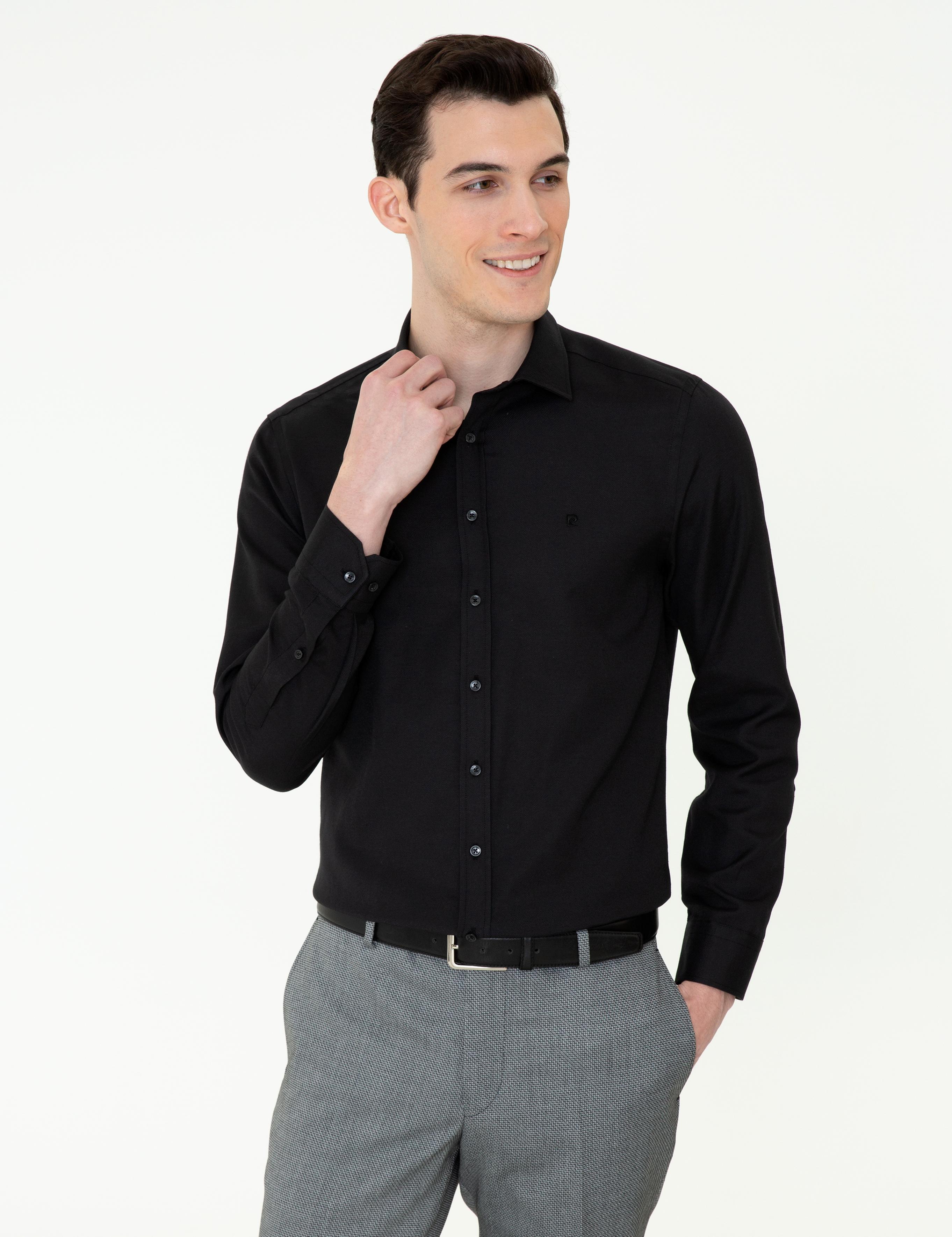 Siyah Slim Fit Oxford Gömlek