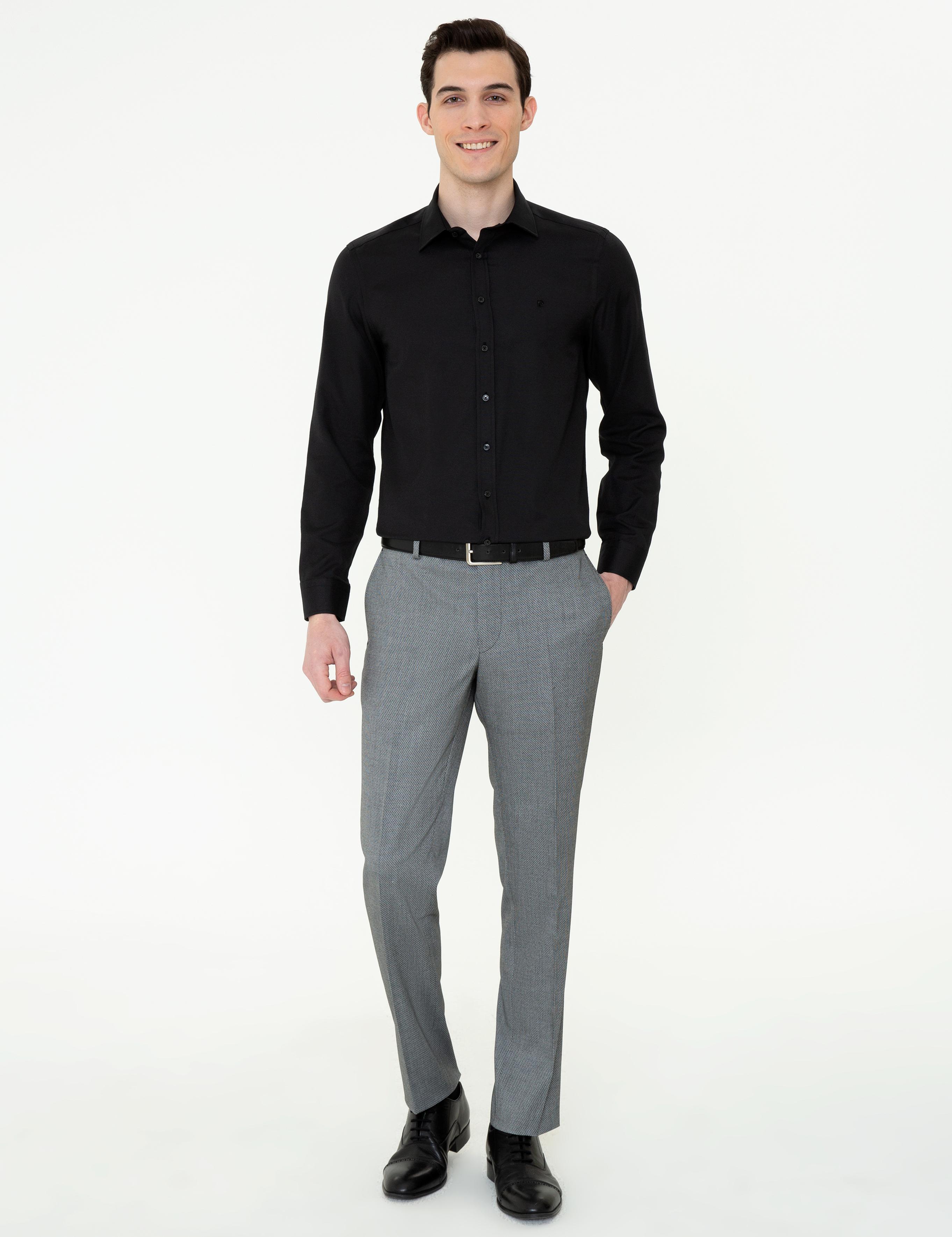 Siyah Slim Fit Oxford Gömlek