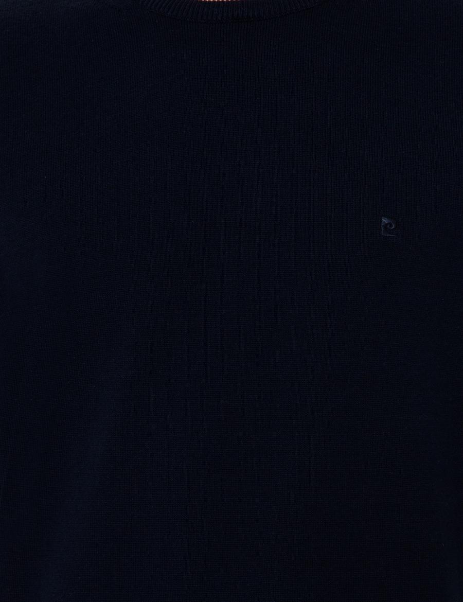 Lacivert Slim Fit Bisiklet Yaka Basic Triko Kazak