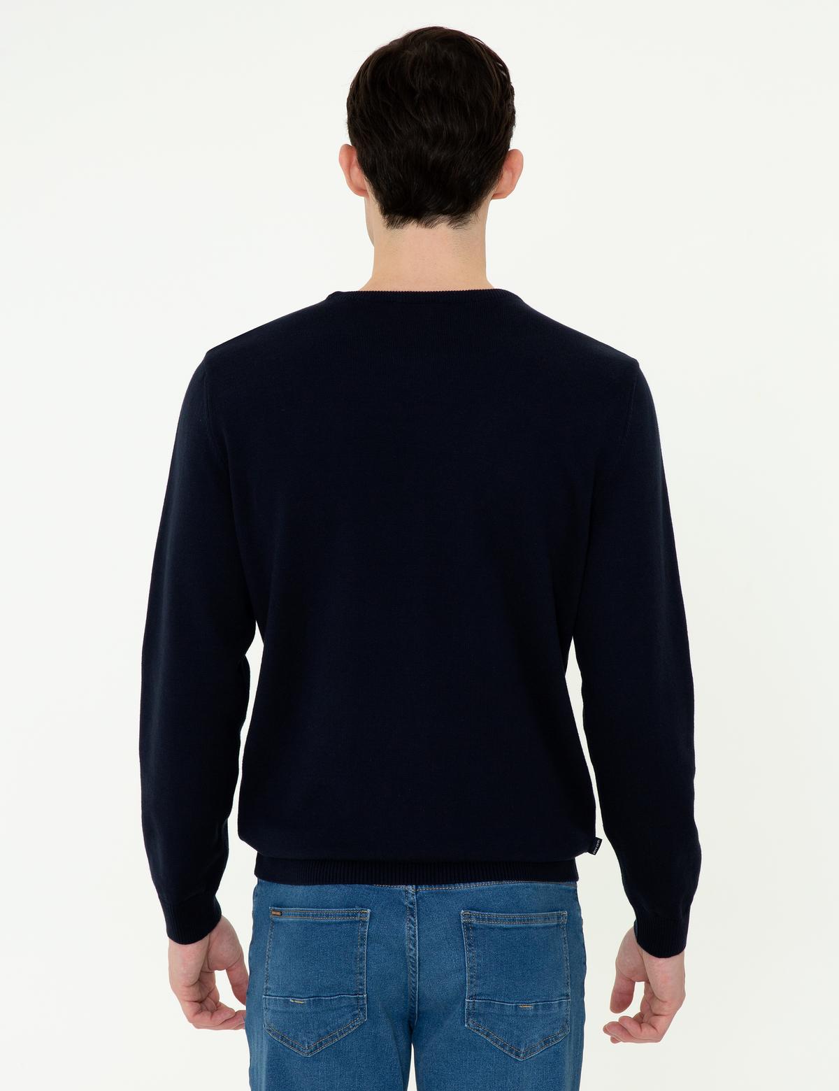 Lacivert Slim Fit Bisiklet Yaka Basic Triko Kazak - 50237801025