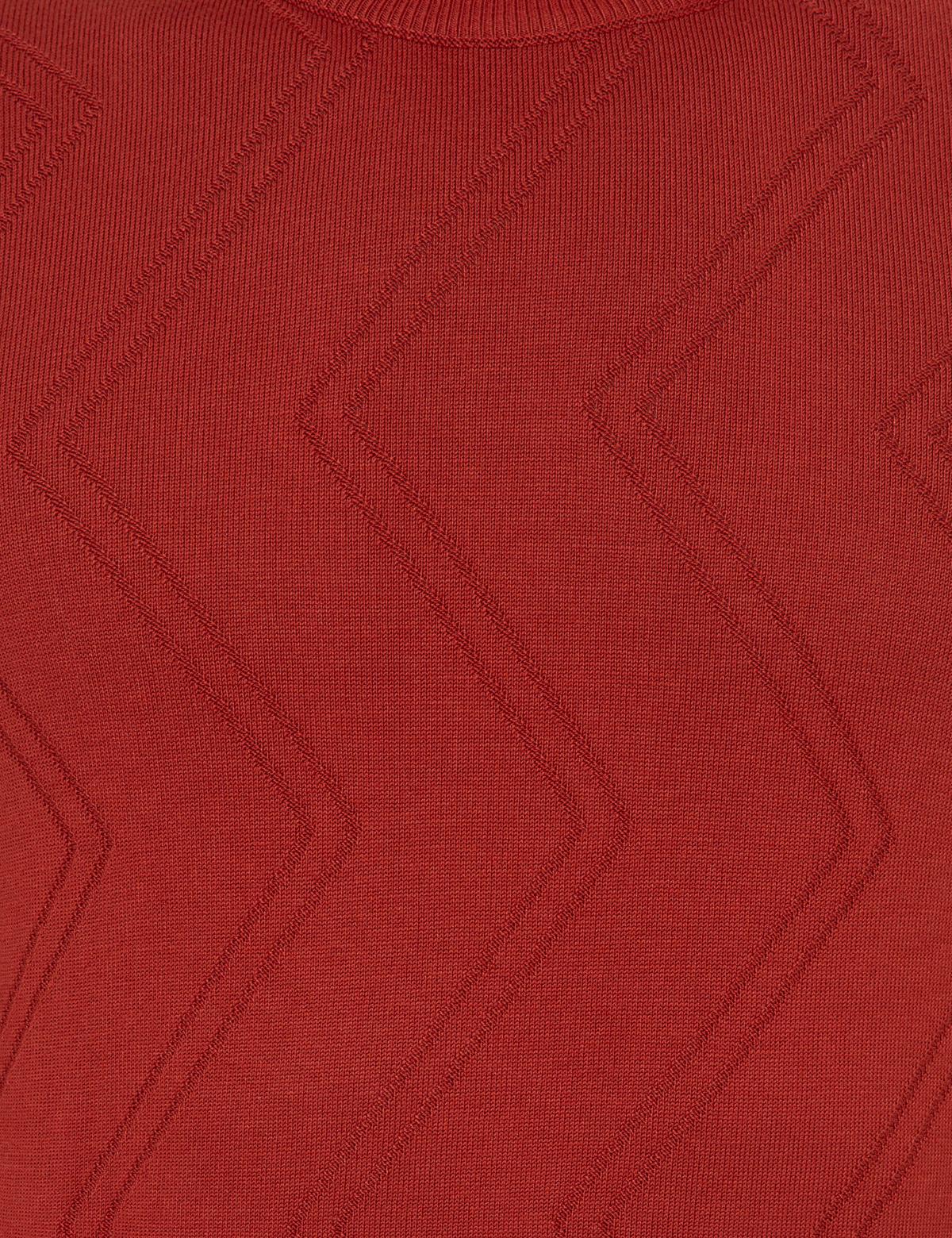 Kiremit Slim Fit Çeyrek Yaka Triko Kazak - 50241453006