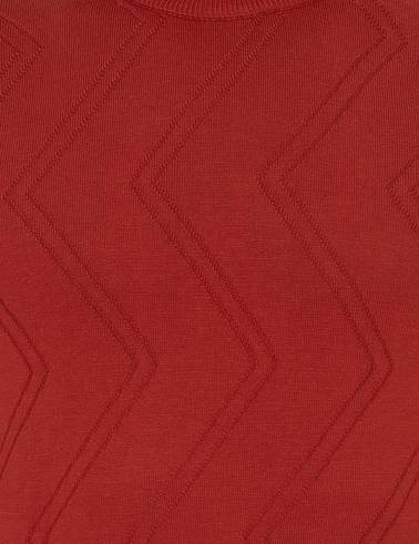 Kiremit Slim Fit Çeyrek Yaka Triko Kazak