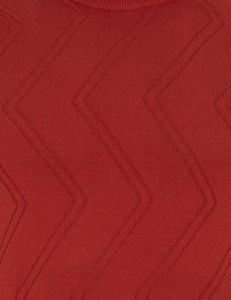 Kiremit Slim Fit Çeyrek Yaka Triko Kazak - 50241453006