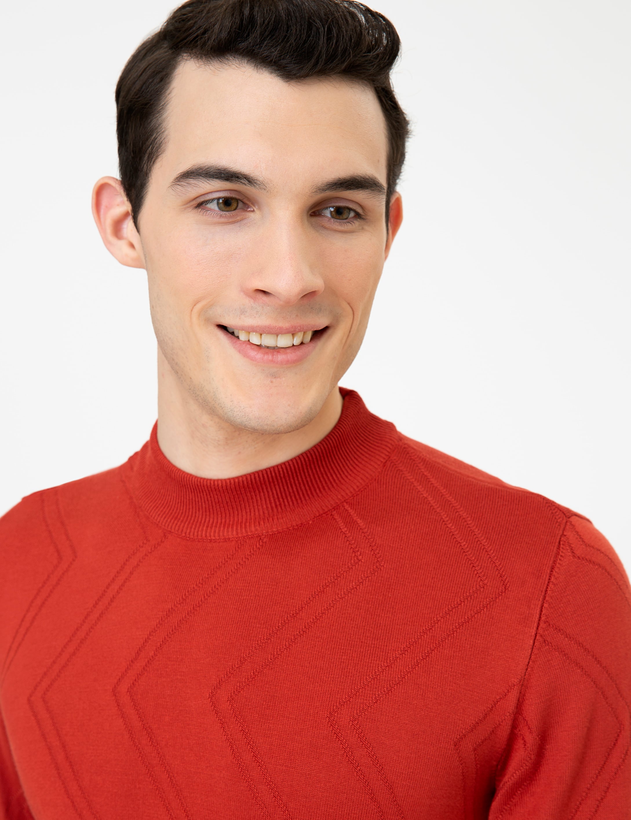 Pierre Cardin Kiremit Slim Fit Çeyrek Yaka Triko Kazak görsel 2