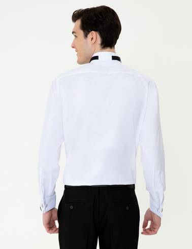 Beyaz Slim Fit Smokin Gömlek