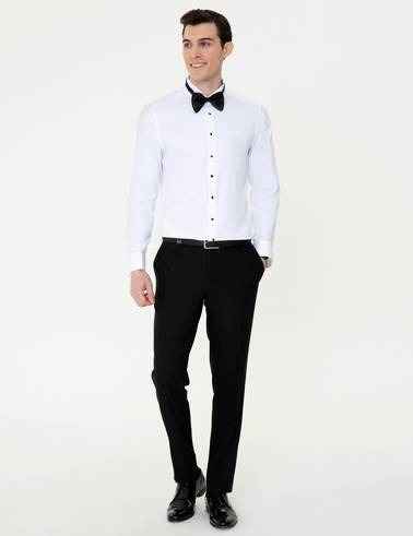 Beyaz Slim Fit Smokin Gömlek