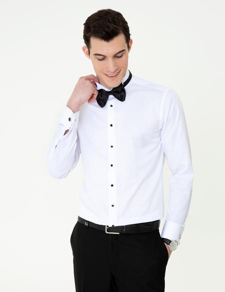 Beyaz Slim Fit Smokin Gömlek - 50246041005