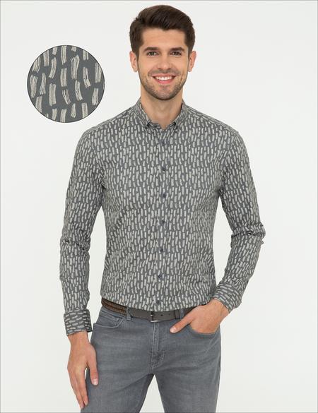 Antrasit Slim Fit Uzun Kollu Gömlek - 50251045008