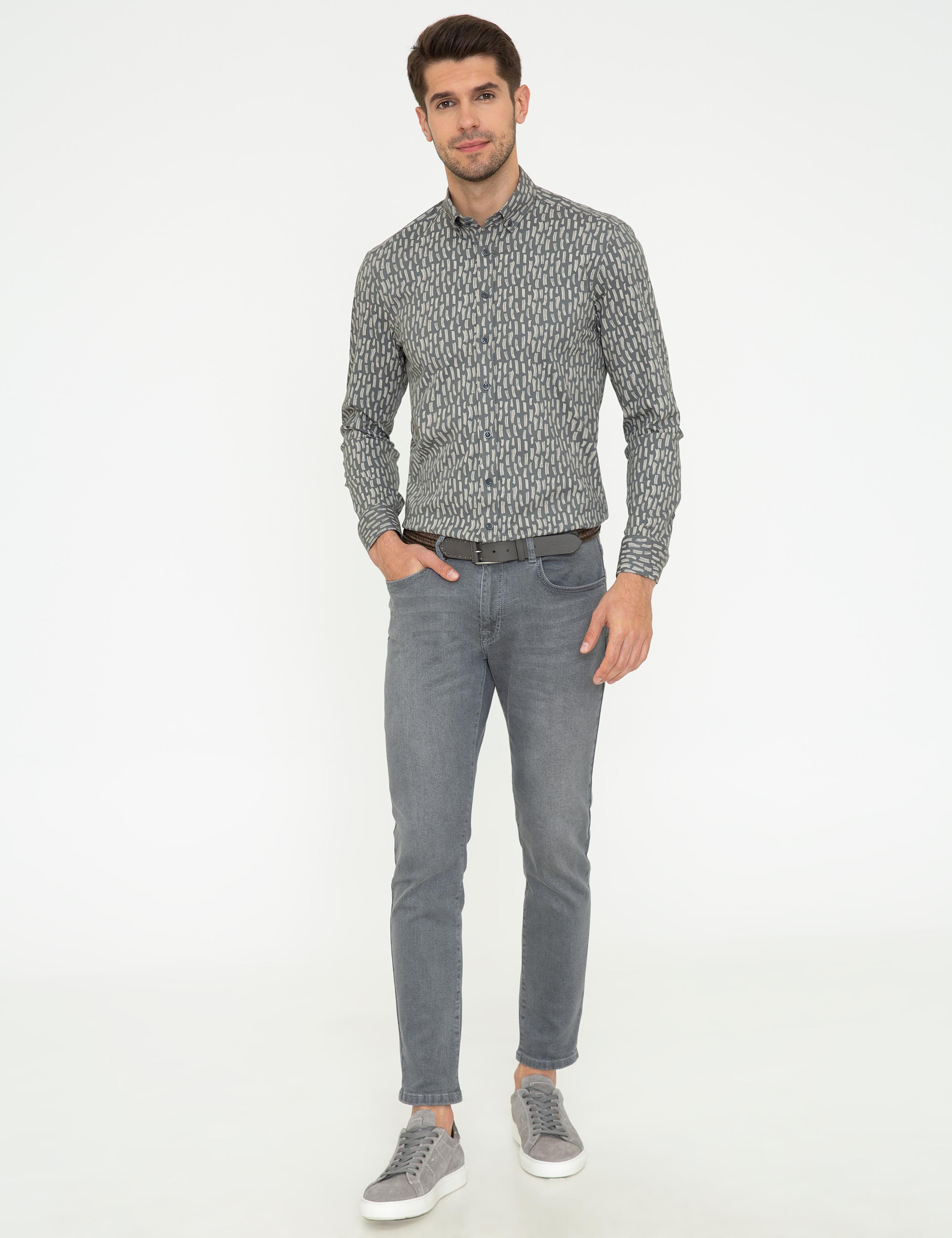 Antrasit Slim Fit Uzun Kollu Gömlek