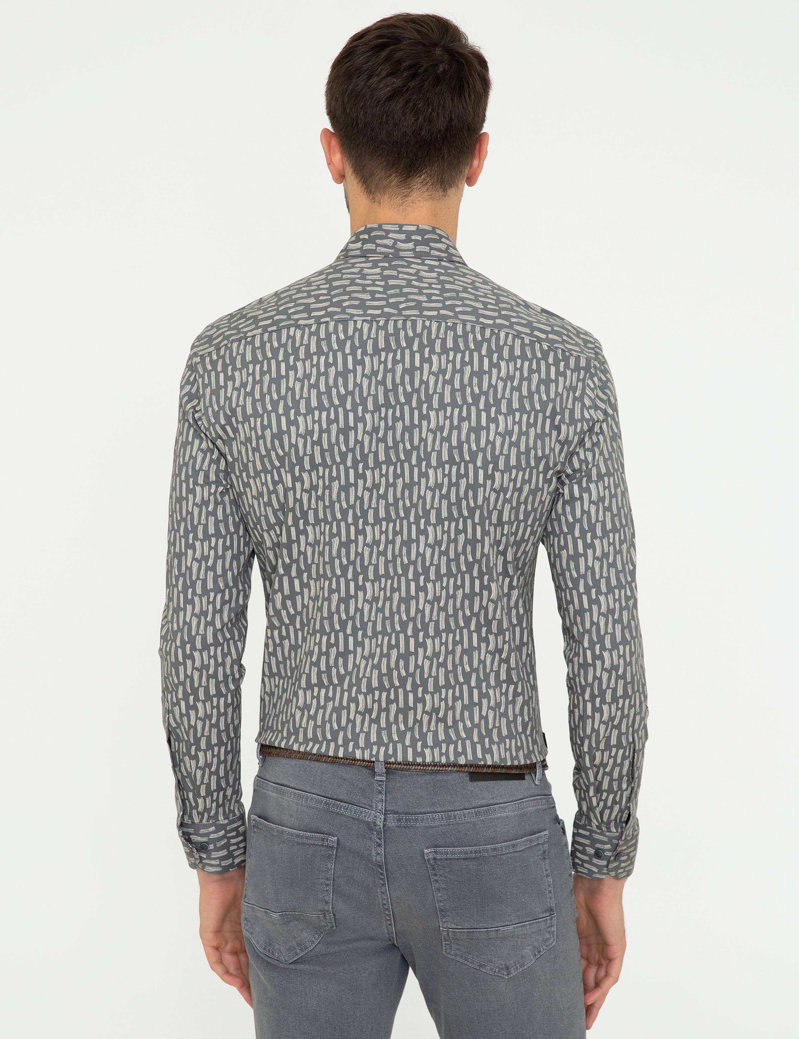 Antrasit Slim Fit Uzun Kollu Gömlek