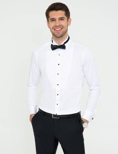 Beyaz Ex. Slim Fit Smokin Gömlek