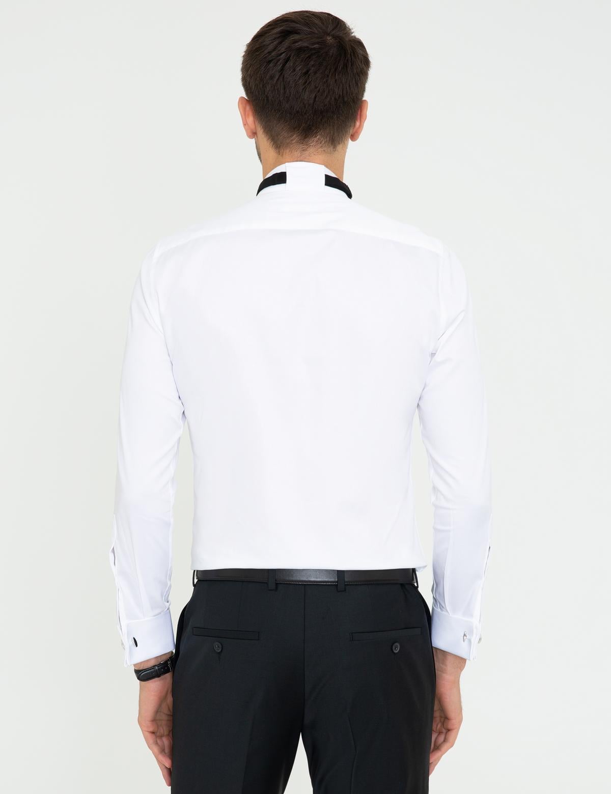 Beyaz Ex. Slim Fit Smokin Gömlek - 50251769008