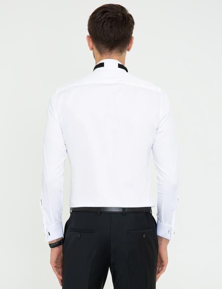Beyaz Ex. Slim Fit Smokin Gömlek - 50251769008
