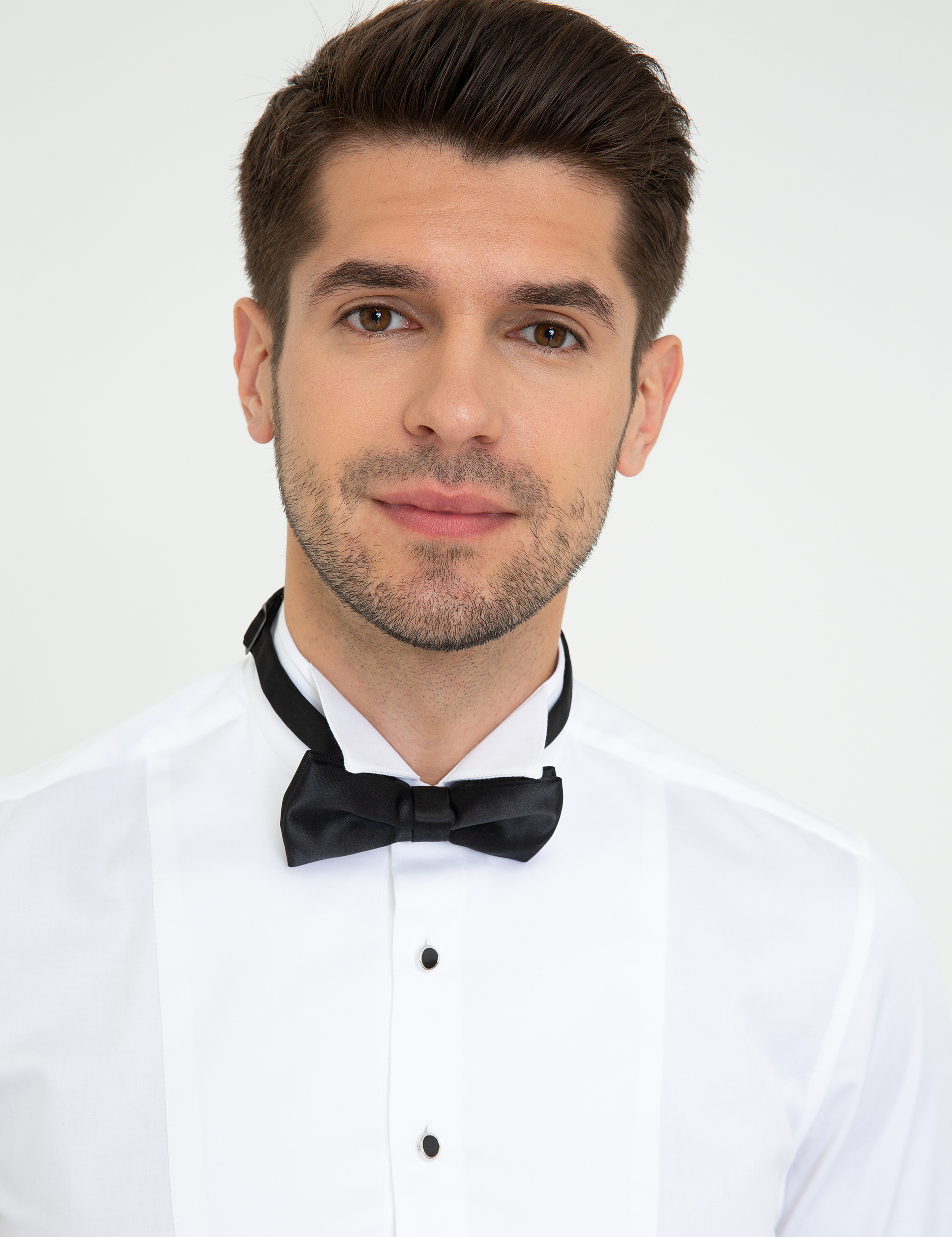 Beyaz Ekstra Slim Fit Smokin Gömlek - Image 2