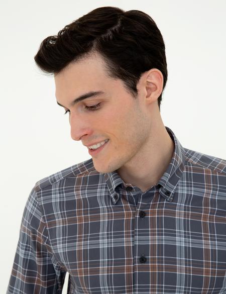 Gri Slim Fit Uzun Kollu Gömlek - 50255976001
