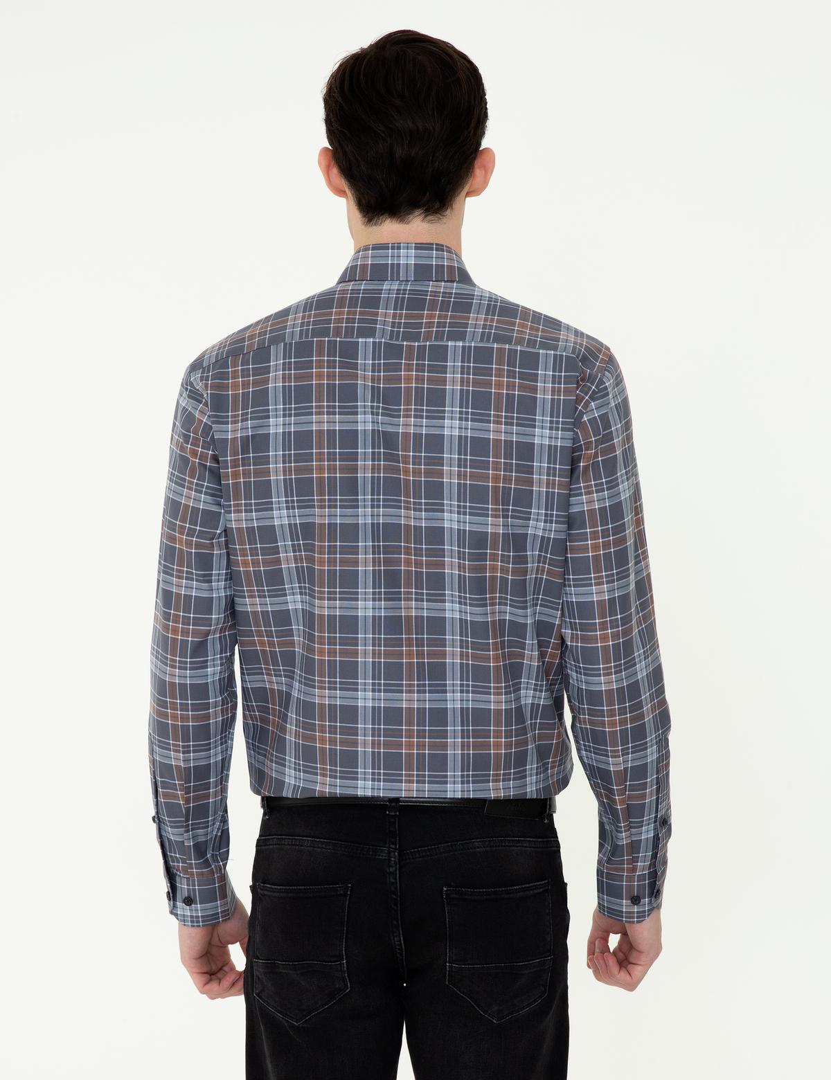 Gri Slim Fit Uzun Kollu Gömlek - 50255976001