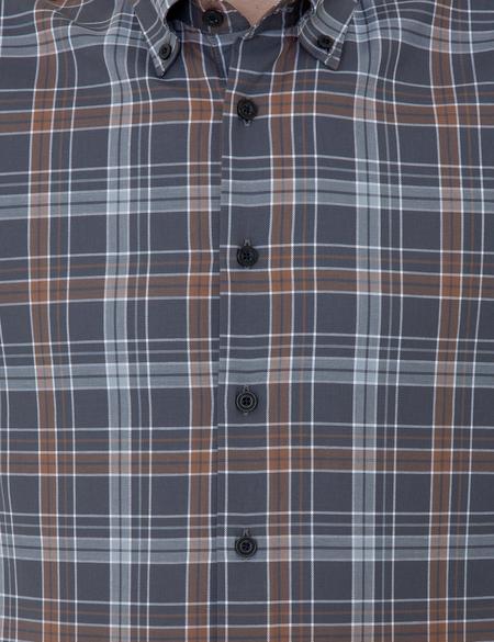 Gri Slim Fit Uzun Kollu Gömlek - 50255976001