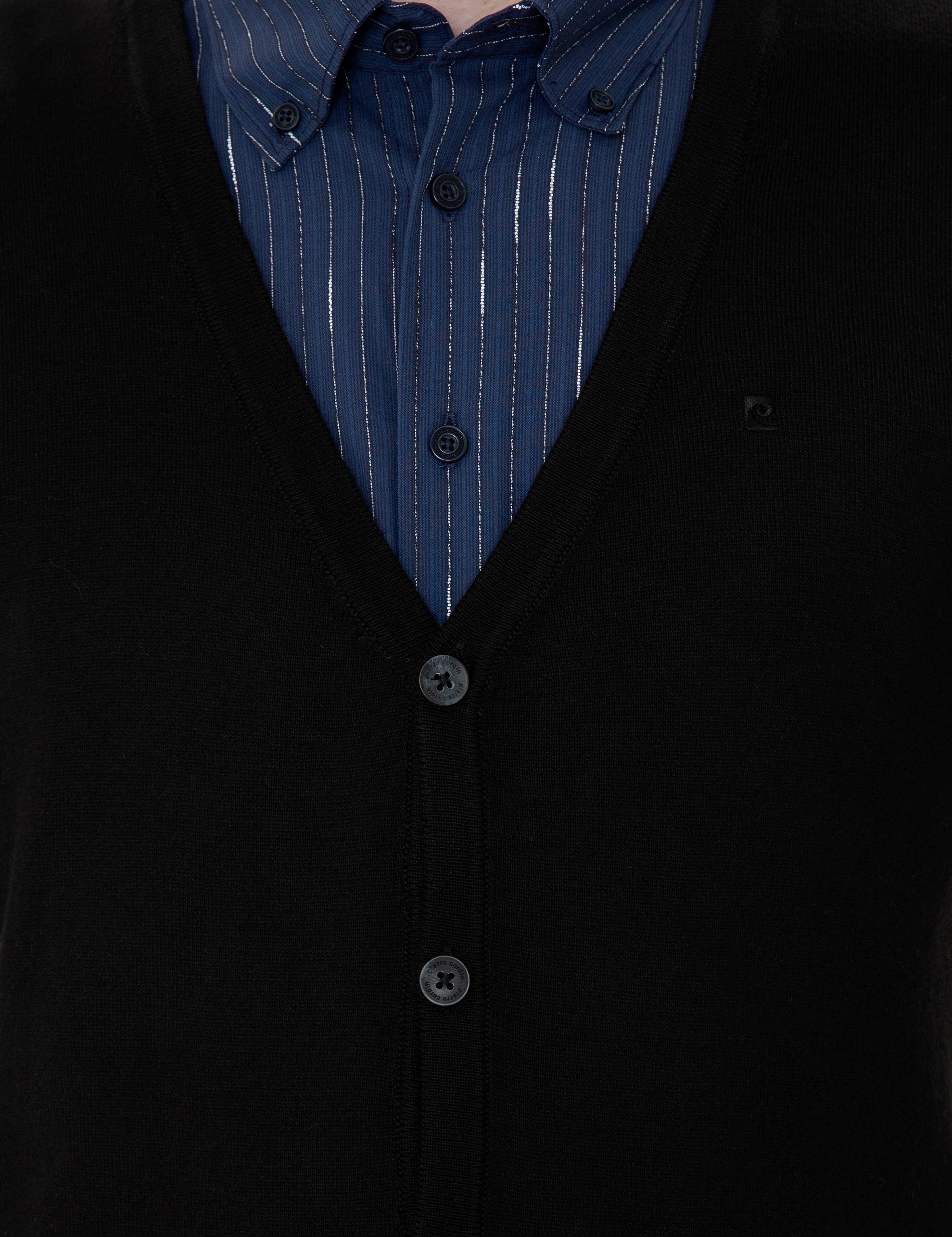 Siyah Slim Fit Basic Düğmeli Triko Hırka - Image 6