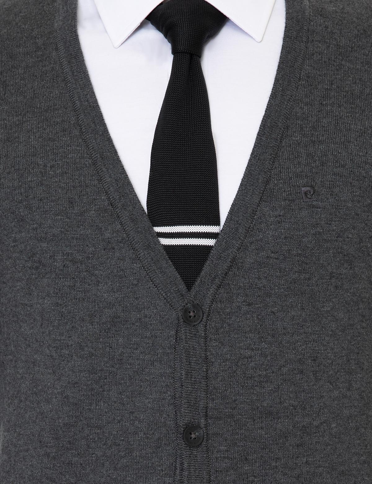 Gri Melanj Slim Fit Basic Triko Hırka - 50248549033