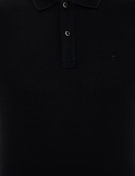 Siyah Slim Fit Polo Yaka Merserize Tişört - 50249879019