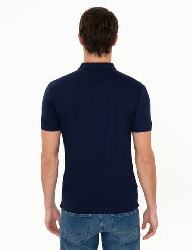 Lacivert Slim Fit Polo Yaka Merserize Tişört