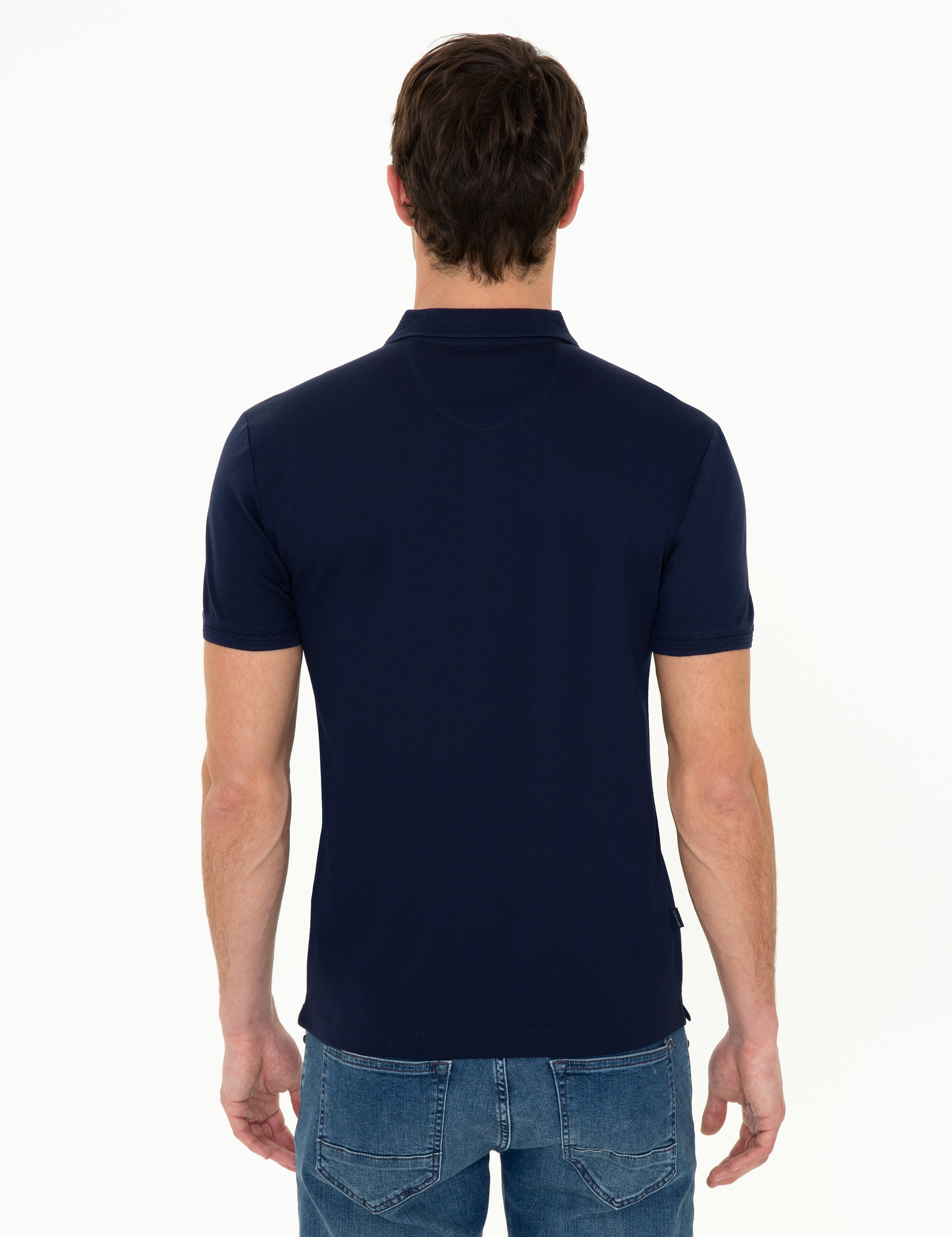 Lacivert Slim Fit Polo Yaka Merserize Tişört - Image 4