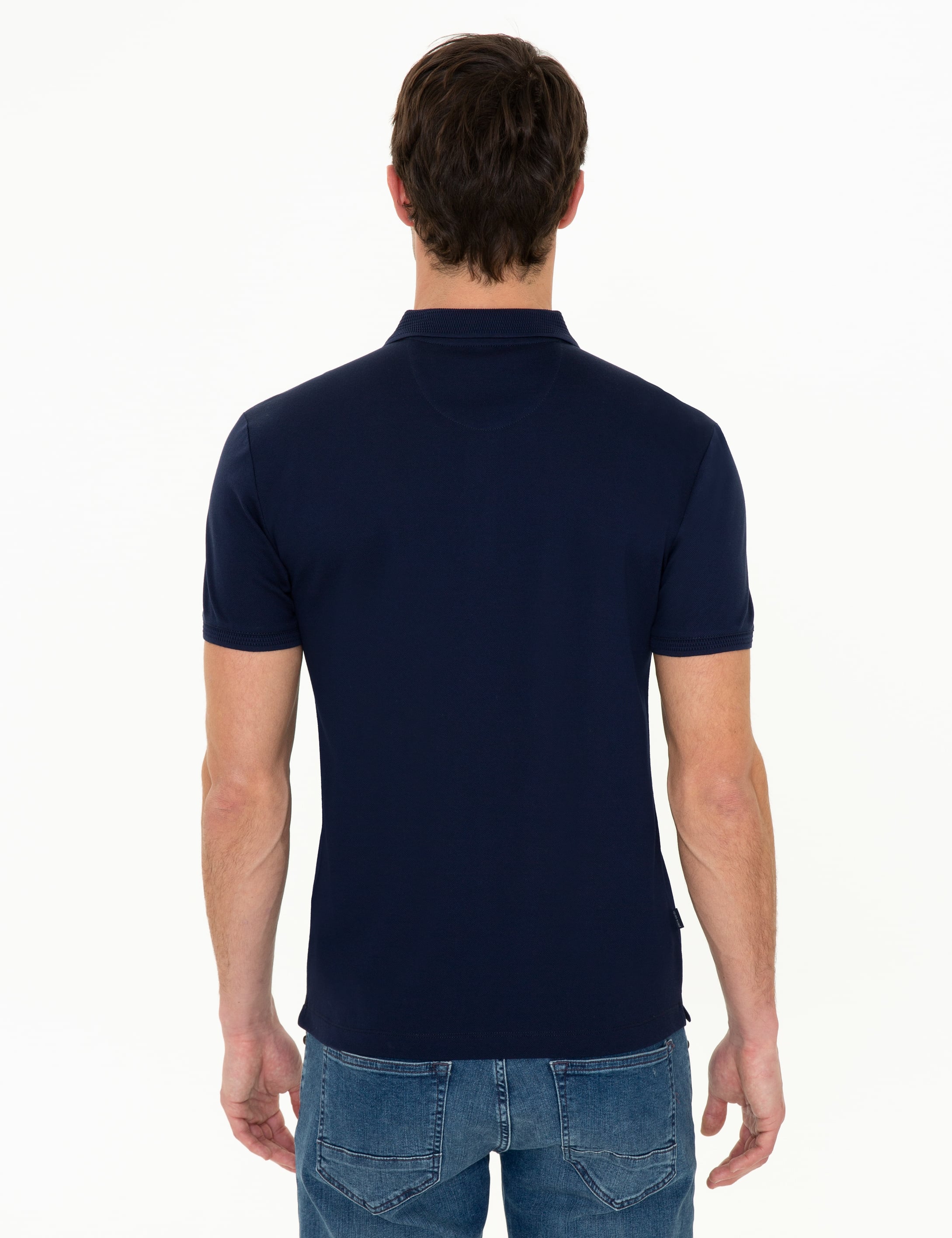 Lacivert Slim Fit Polo Yaka Merserize Tişört
