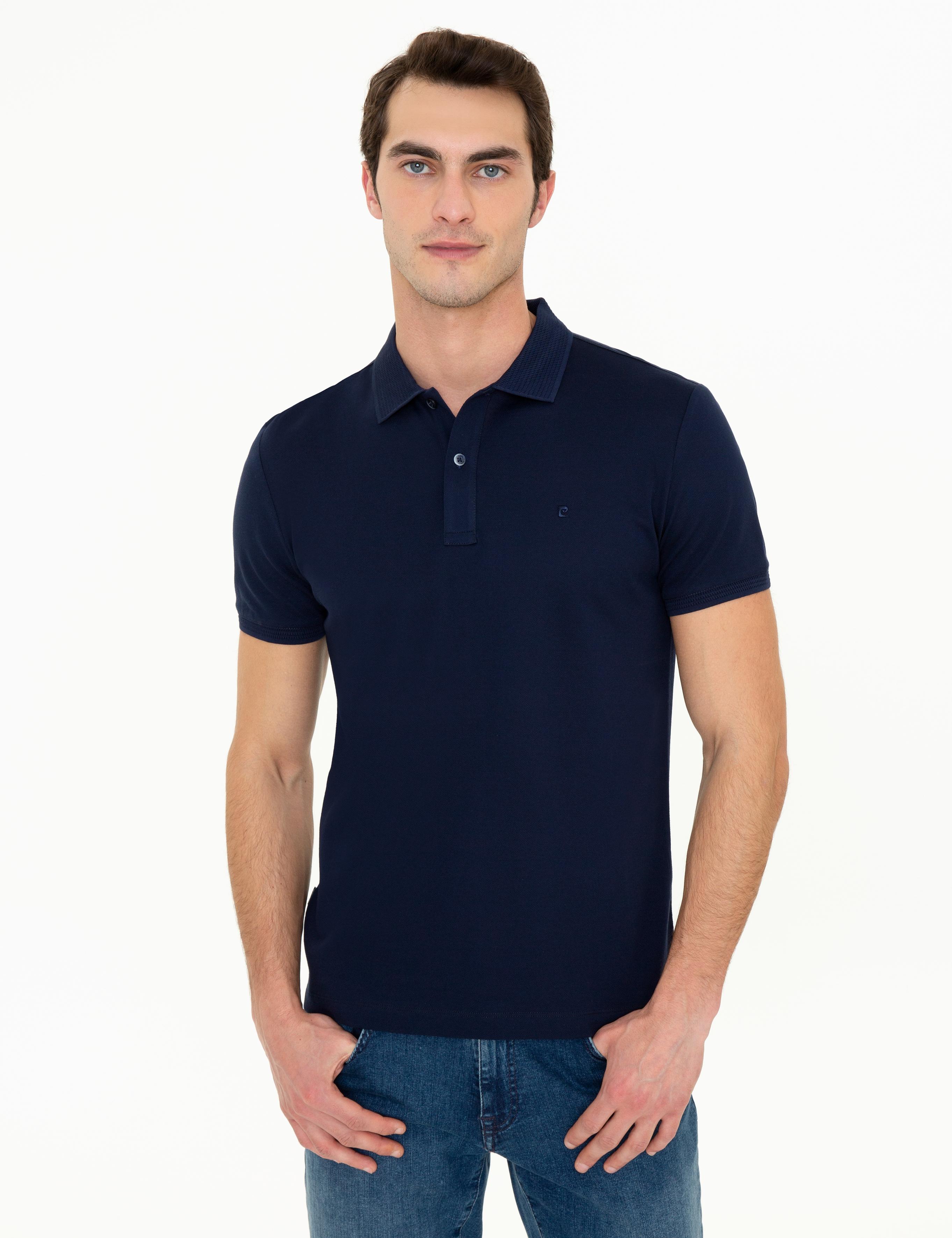 Lacivert Slim Fit Polo Yaka Merserize Tişört