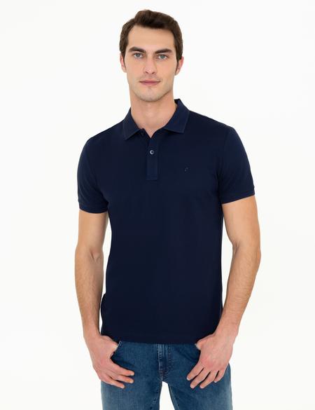 Lacivert Slim Fit Polo Yaka Merserize Tişört - 50249879103
