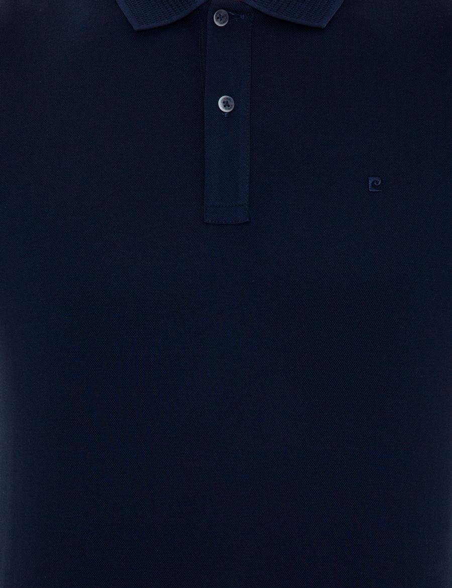 Lacivert Slim Fit Polo Yaka Merserize Tişört