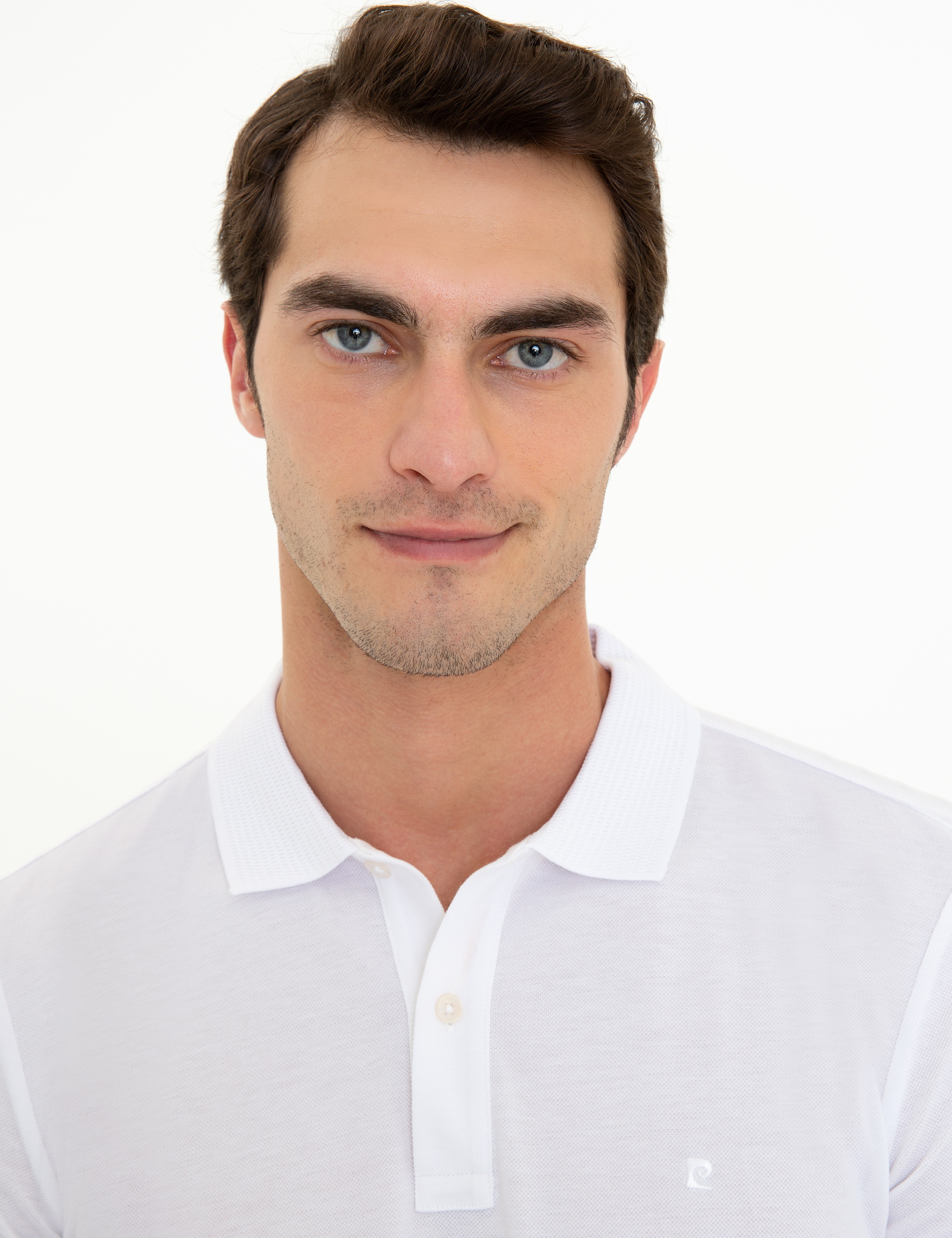 Beyaz Slim Fit Polo Yaka Merserize Tişört