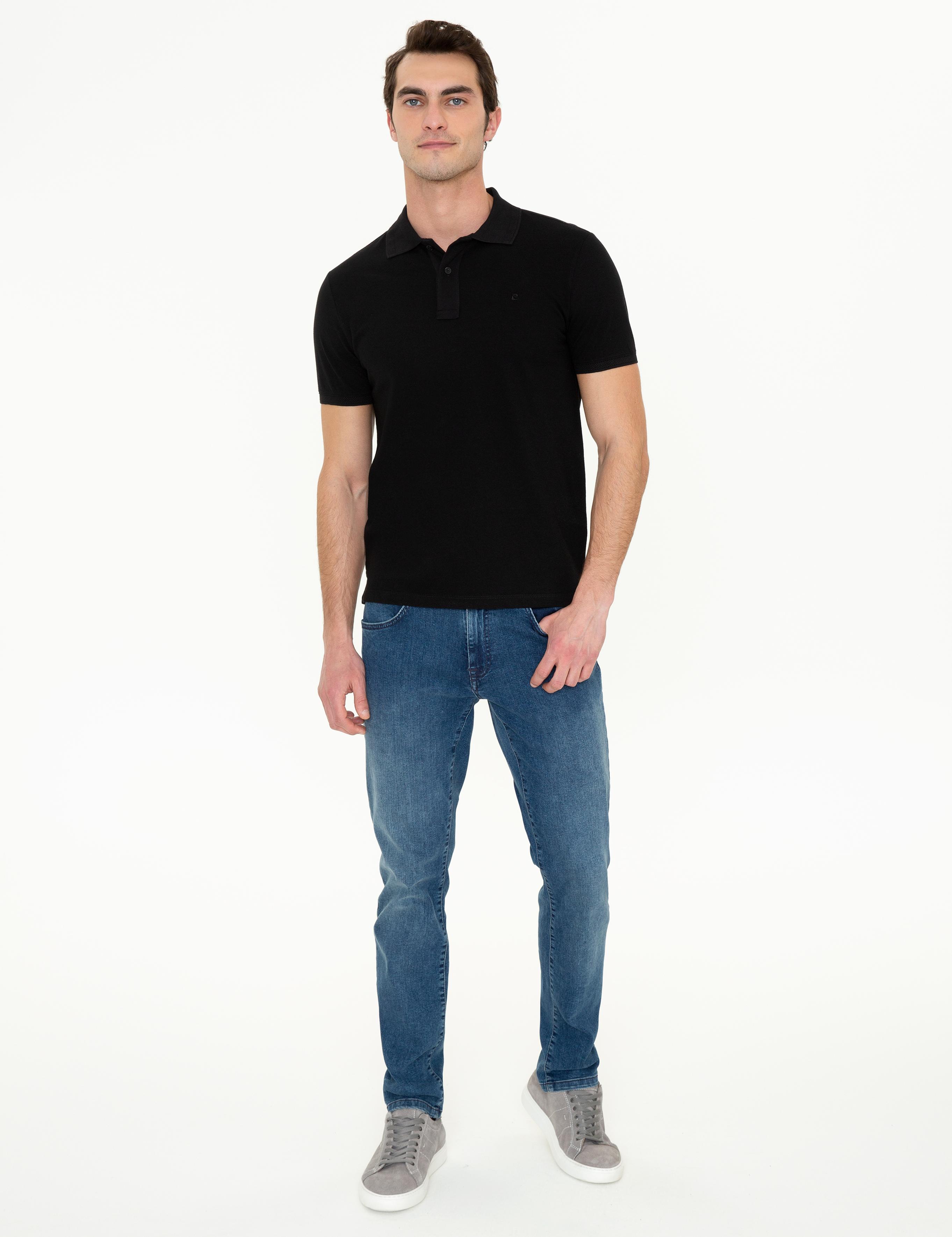 Siyah Slim Fit Polo Yaka Basic Tişört