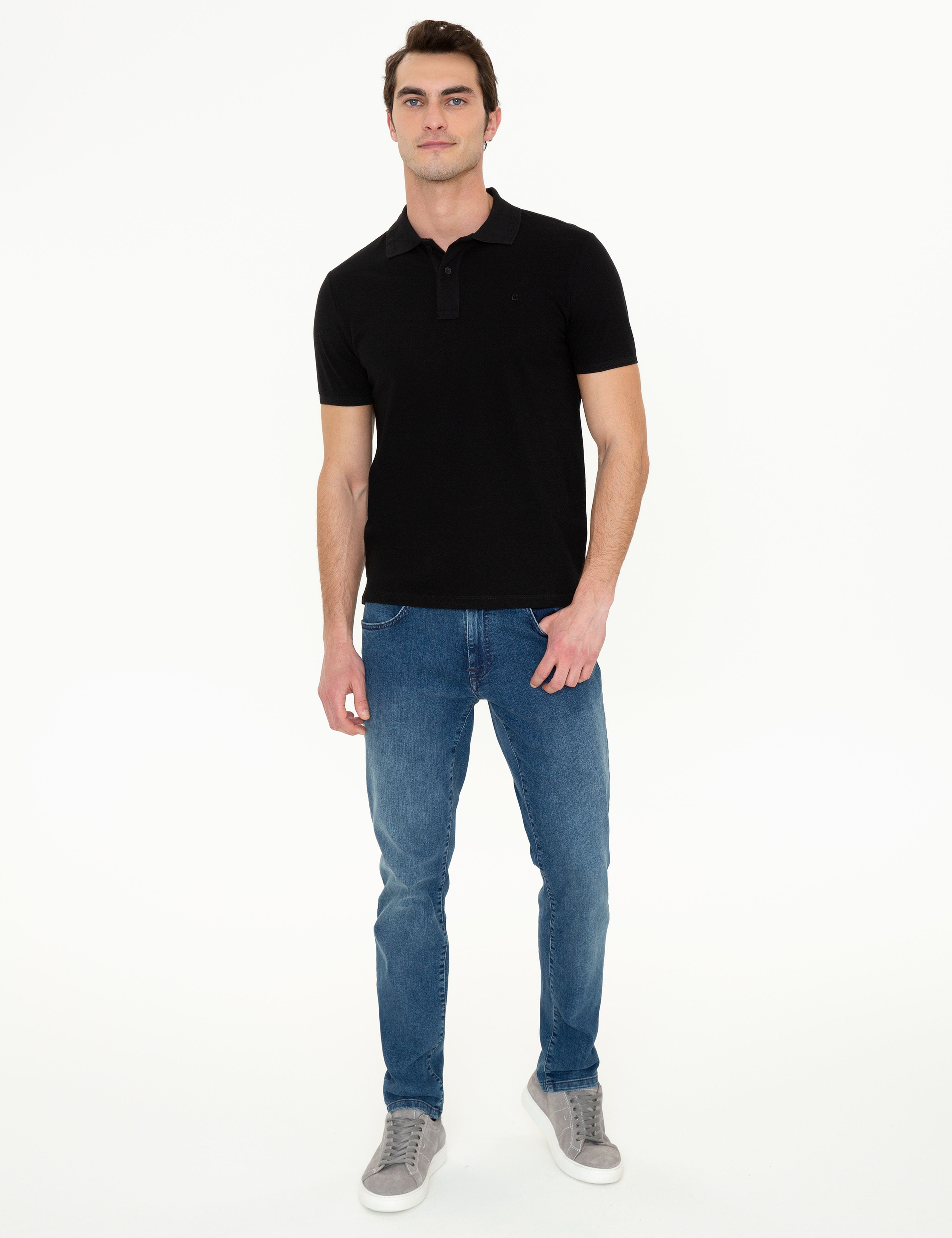 Siyah Slim Fit Polo Yaka Basic Tişört - Image 5