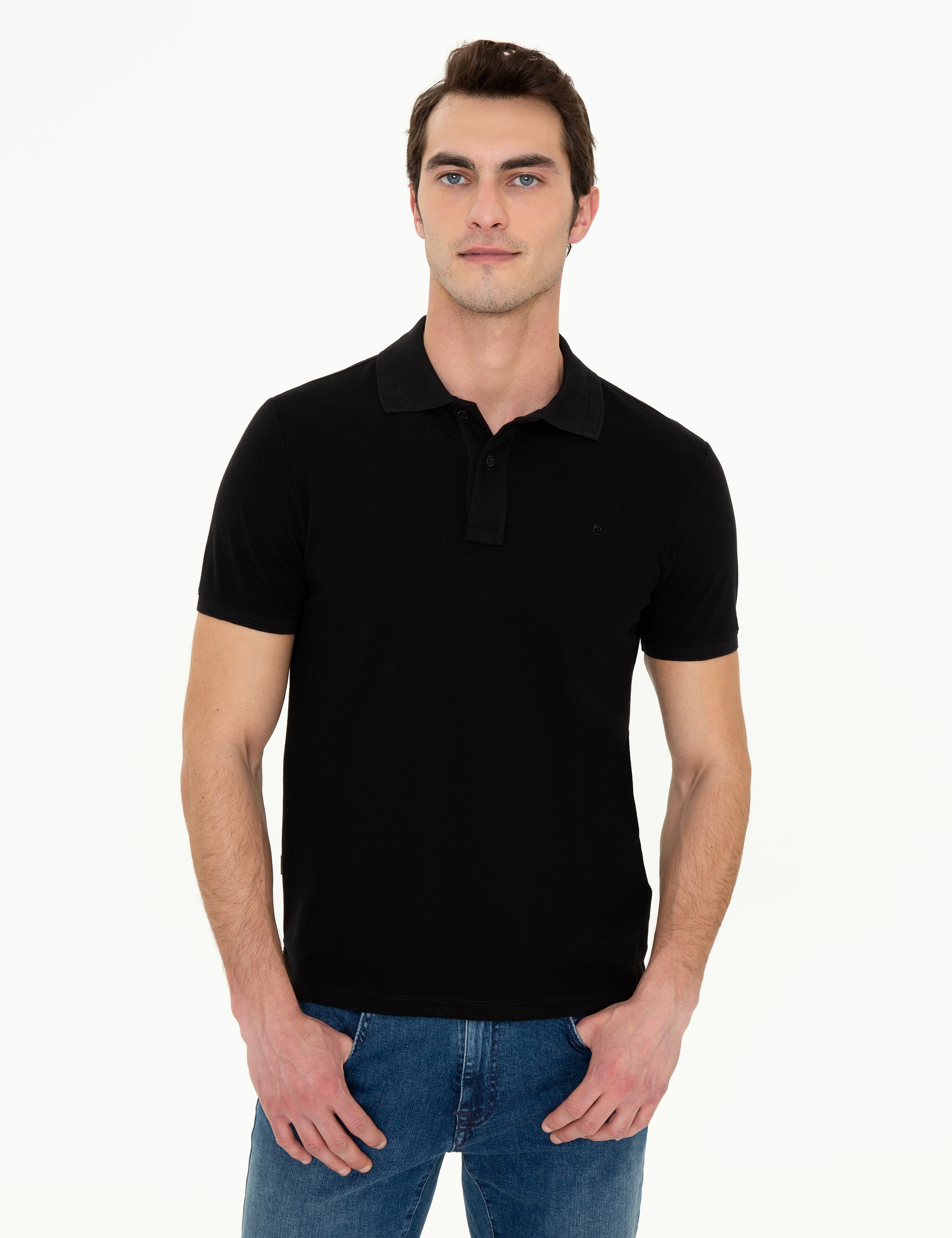 Siyah Slim Fit Polo Yaka Basic Tişört
